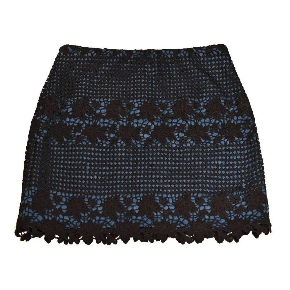LOFT Black Lace Overlay Shift Skirt Size 10 P